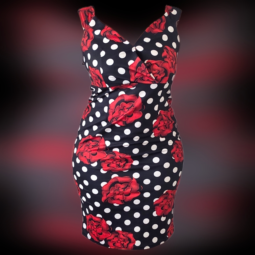 Red Floral Polka Dot Dress